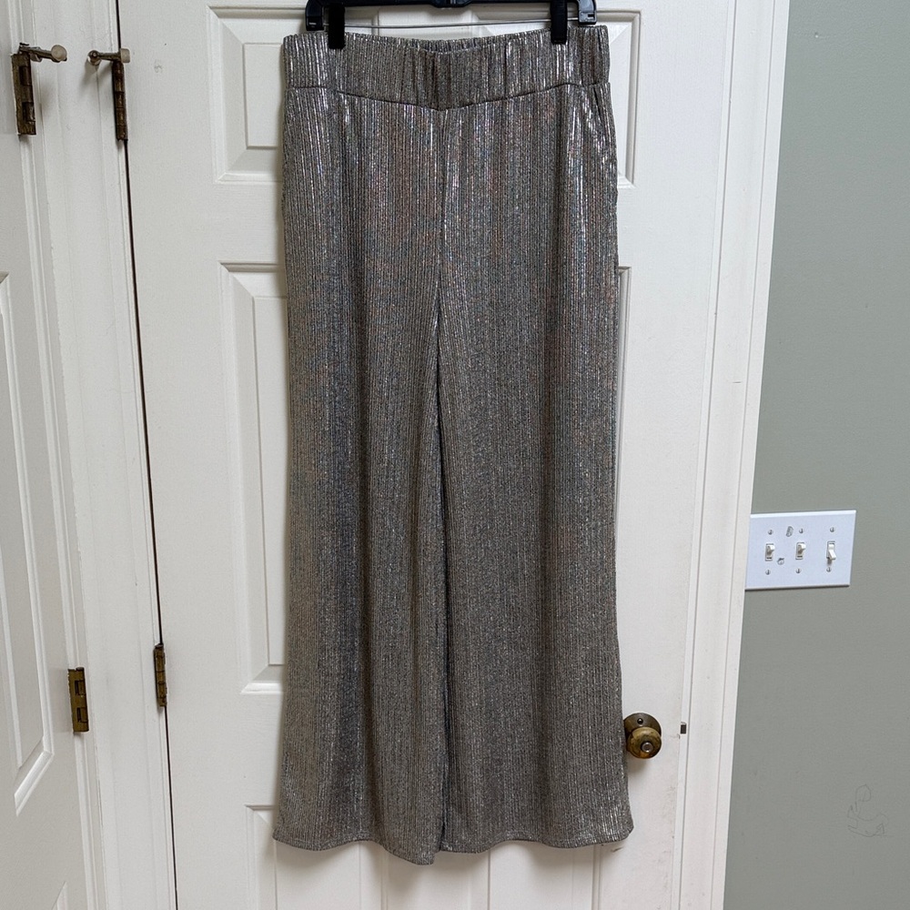 NWOT INC International Concepts Shimmering Champagne Gold Wide Leg Pants XL